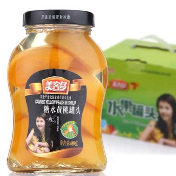 美客多 糖水黄桃水果罐头提手礼盒680g*4瓶