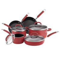 Rachael Ray Porcelain Enamel Nonstick 10-Piece Cookware Set 搪瓷炊具（10件套）