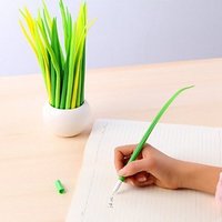 Generic Poo-leaf Forest Green Grass-blade Ballpoint 硅胶草叶圆珠笔