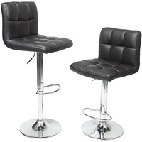 Roundhill Swivel Black Leather Adjustable Hydraulic Bar Stool 可调节黑皮酒吧凳