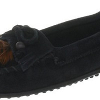 MINNETONKA 迷你唐卡 Feather Kilty Moccasin 女款真皮平底休闲鞋