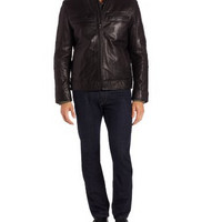 KENNETH COLE New York Leather Moto Jacket 男士真皮夹克