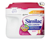 新低价：Similac 美版雅培 Go & Grow Stage 3 Soy Based 豆奶粉（含铁/12-24月/乳糖不耐受） 624g*6