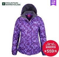 MOUNTAIN WAREHOUSE 印花连帽保暖滑雪服女防风防水外套