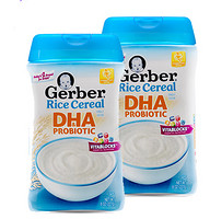 Gerber 嘉宝 Rice Cereal DHA  益生菌大米米粉 227g*2罐
