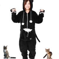 UNIHABITAT Mewgaroo Jumpsuit UDN-33L-BK 猫形猫袋连身家居服 