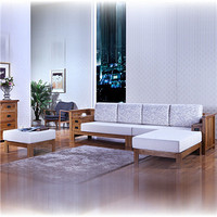 华谊家具 北欧风格 白橡木 纯实木转角沙发