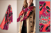 BURBERRY 博柏利 Insects of Britain Print Cashmere Scarf 女士羊绒围巾