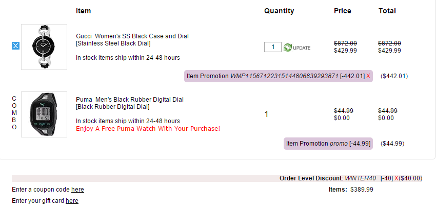 GUCCI 古驰 YA132405 女款时装腕表+PUMA男