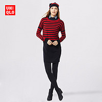 再降价：UNIQLO 优衣库 美利奴羊毛混纺条纹连衣裙 153014