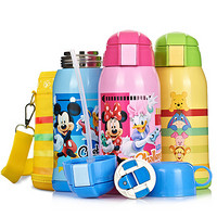 Disney 迪士尼 儿童不锈钢吸管水壶 双盖可选（含便携杯套） 600ML 米奇蓝