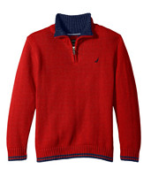 限XL码：NAUTICA 诺帝卡 Zip Neck Sweater with Tipping 男童针织衫