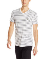 凑单品：LACOSTE Striped Jersey V-Neck 男士条纹T恤