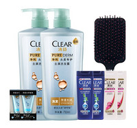 CLEAR 清扬 净纯头皮专护 去屑洗发露 750ml*2瓶 + 去屑洗发露 100ml*4瓶+小样及赠品梳子