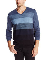 再降价：Calvin Klein Jersey Striped 男士V领针织衫