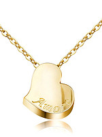 AGOVSKI LUXURY KGOLD 14K黄金“amore”情人经典爱心吊坠项链