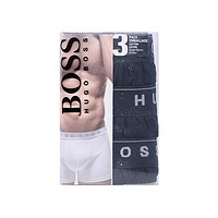 Hugo Boss 男士纯棉四角平底内裤 3条装 黑色 M码