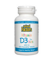 Natural Factors 儿童400IU维生素D3阻嚼片 100粒