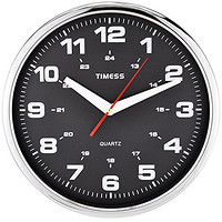 TIMESS T3017 黑色静音金属客厅挂钟 12英寸