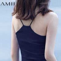 Amii 极简主义 黑色性感吊带背心