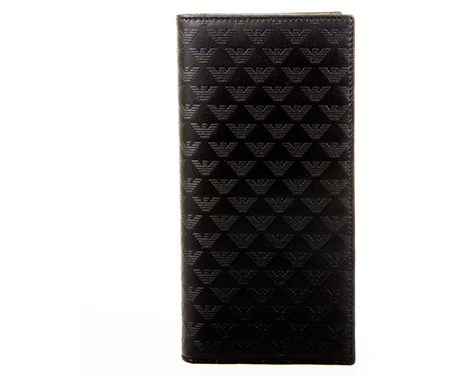 阿玛尼EMPORIO ARMANI YEM474 YC043 80001 男式牛皮长款钱包 