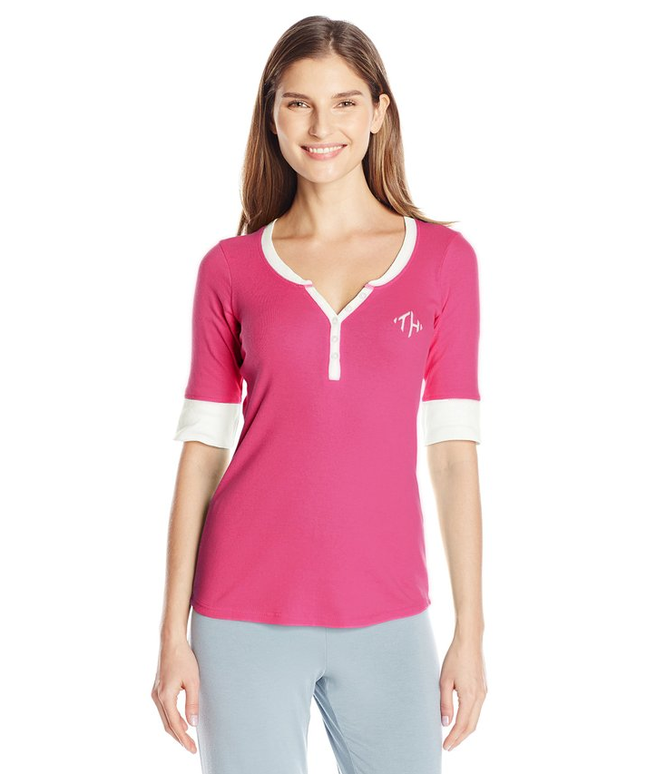 TOMMY HILFIGER Elbow Sleeve Henley 女士中袖T恤