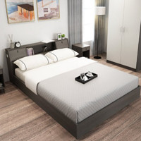 择木宜居 日式单人床套装（床+床垫）铁灰色 1.2m 