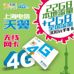 上海电信4G无线上网卡22G+2G大流量半年卡