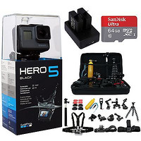 GoPro Hero5 Black 运动相机+64GB SD卡+电池*2+33款配件 套装