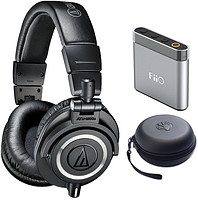 audio-technica 铁三角 ATH-M50x 监听耳机+FiiO 飞傲 A1 便携式耳机放大器 + 收纳盒