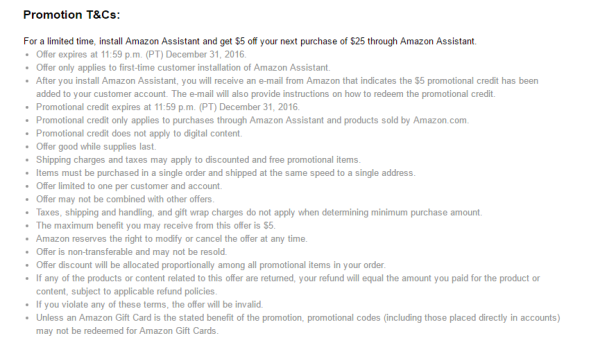 优惠券码:美国亚马逊 安装Amazon Assistant 赠