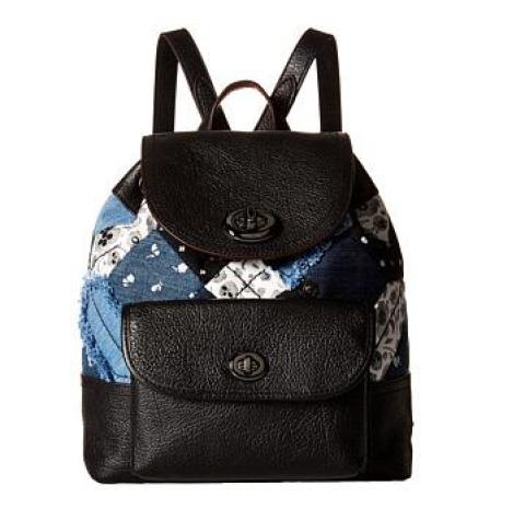 coach 蔻驰 canyon quilt denim mini rucksack 女士真皮双肩包图片