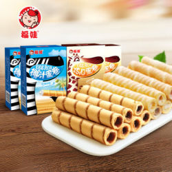 福娃蛋卷休闲零食组合椰汁 巧心小吃食品 椰汁蛋卷 120g*4