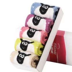 买三免一 北极绒5双女士中筒袜女秋冬季加厚羊