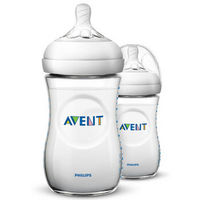 飞利浦 AVENT 新安怡 宽口径自然PP奶瓶 260ml对装(奶嘴1月+)