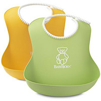 BABYBJORN Soft Bib 软胶防碎屑围嘴 黄色+绿色 2只装