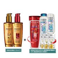 L‘OREAL PARIS 巴黎欧莱雅 奇焕润发精油 100ml*2件+多效修复洗发露 400ml+透明质酸洗护套装50ml*2