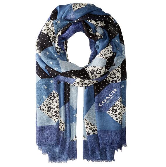 COACH Denim Floral Patchwork Shawl 女士围巾