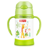 Fisher-Price 费雪 儿童吸管杯 不锈钢双手柄水杯 300ML 绿色 *3件