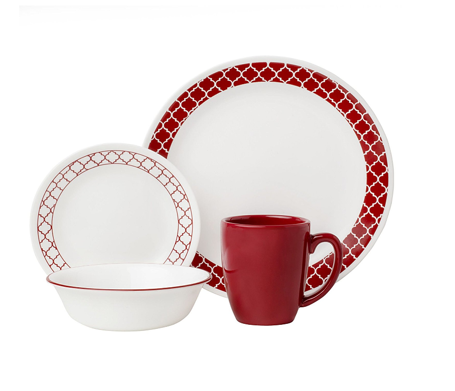 Corelle 康宁餐具 Crimson Trellis  陶瓷餐具套装 16件套