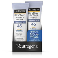 凑单品、中亚Prime会员：Neutrogena 露得清 清透防晒乳 SPF45 88ml *2支