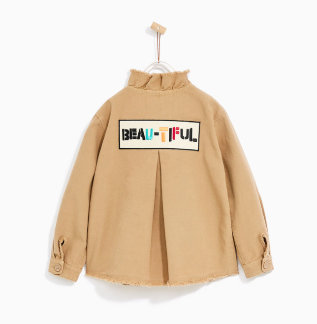 ZARA  01076882707 童装 叠层装饰和补丁衬衫外套