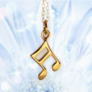 lily charmed 纯银镀金 金色音符吊坠项链