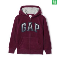 Gap 男童 秋冬徽标摇粒绒拉链长袖连帽卫衣