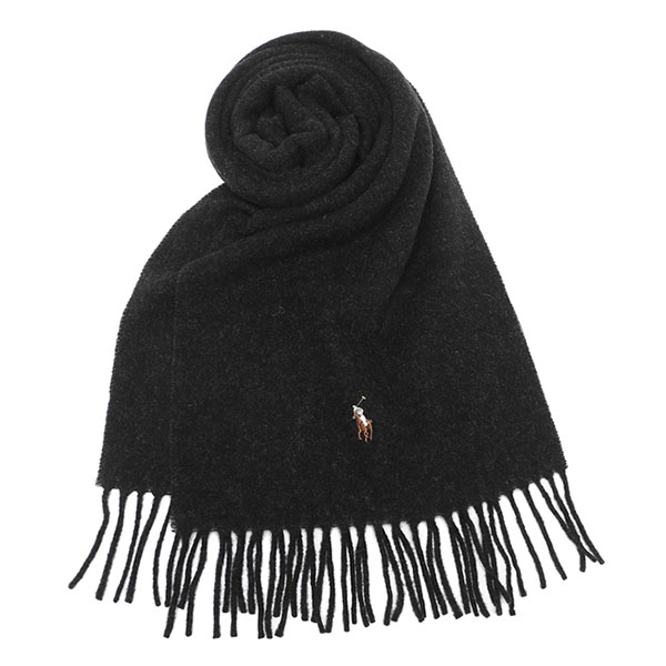 拉夫劳伦RALPH LAUREN Signature Italian Wool 纯色羊毛流苏围巾