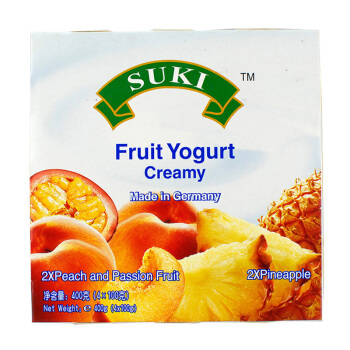 SUKI 多美鲜 桃和西番莲/菠萝果粒全脂酸奶 100g*12杯