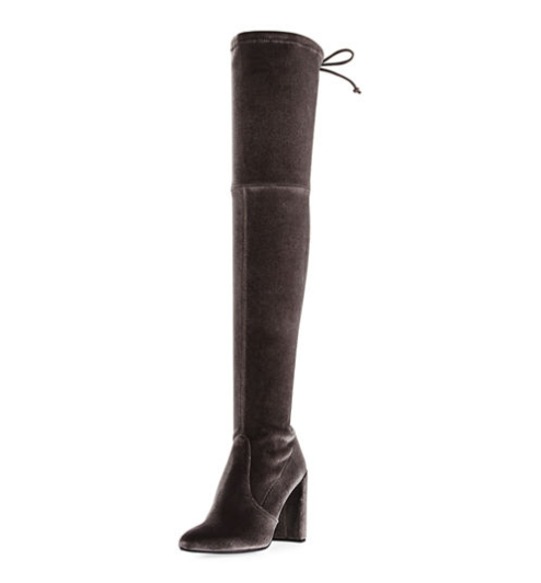 STUART WEITZMAN Highchamp Stretch Velvet 女款过膝靴 