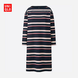 uniqlo 优衣库 女装 全棉条纹船领连衣裙 99元