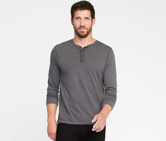 OLD NAVY 822938 男士纯色亨利衫打底衫