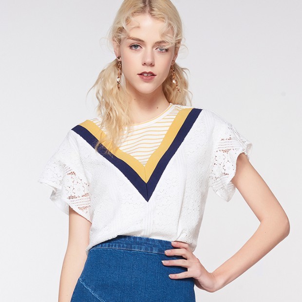 cachecache 7406015123 女士蕾丝T恤